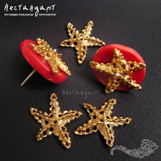 Коннектор-подвеска Starfish Gold Plated 22 мм, изображение 3