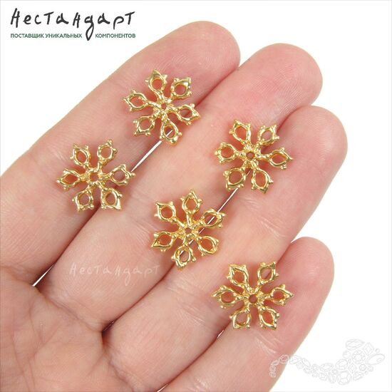 Коннектор-подвеска Snowflake Gold Plated 15 мм, изображение 2