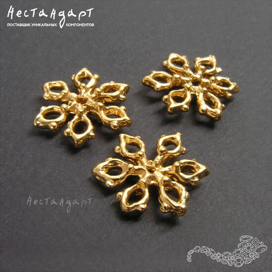 Коннектор-подвеска Snowflake Gold Plated 15 мм, изображение 3