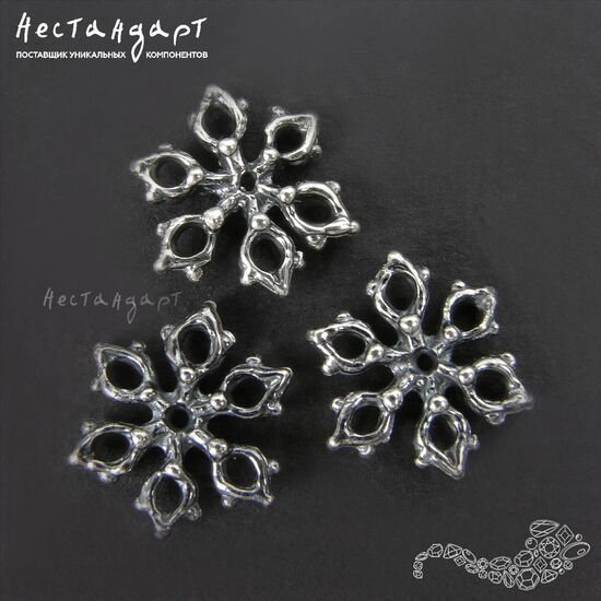 Коннектор-подвеска Snowflake Silver Plated 15 мм, изображение 2