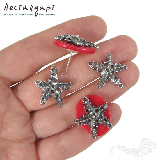 Коннектор-подвеска Starfish Silver Plated 22 мм, изображение 2