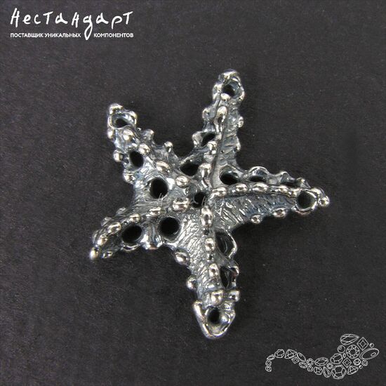 Коннектор-подвеска Starfish Silver Plated 22 мм, изображение 3