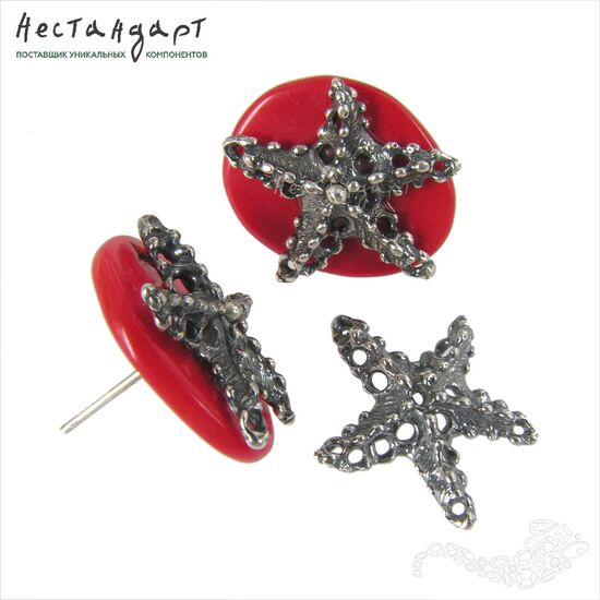 Коннектор-подвеска Starfish Silver Plated 22 мм, изображение 4