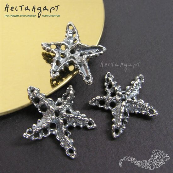 Коннектор-подвеска Starfish Silver Plated 22 мм, изображение 5