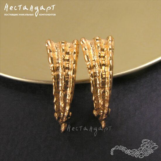 Швензы Ancient Shell Gold Plated 20x7 мм (пара), изображение 4