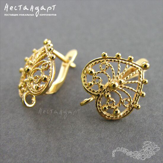 Швензы Peacock Gold Plated 17х14 мм (пара), изображение 3