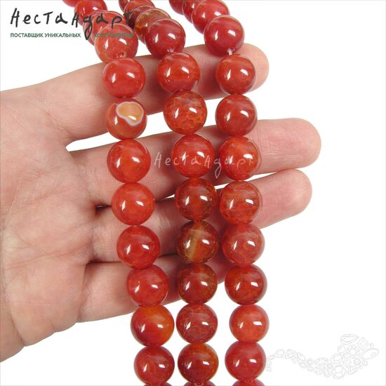 Сердолик, халцедон натуральный гладкий 12 мм (уп. 6 шт), изображение 2