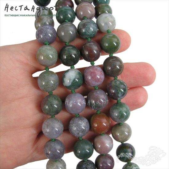 Халцедон натуральный Indian Moss 12 мм (уп. 6 шт), изображение 2