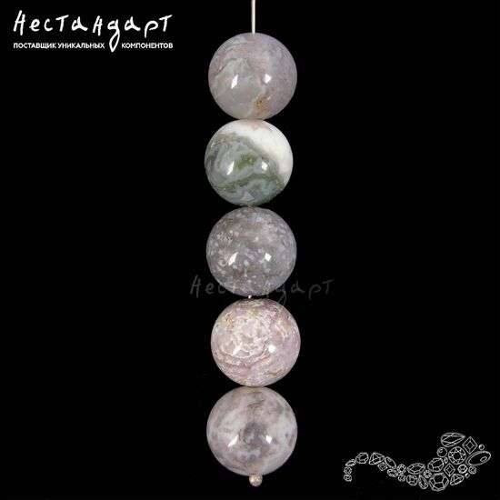 Халцедон натуральный Indian Moss 12 мм (уп. 6 шт), изображение 3