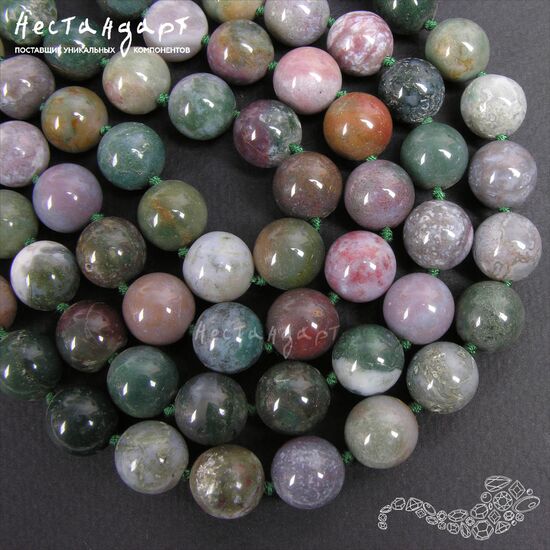 Халцедон натуральный Indian Moss 12 мм (уп. 6 шт), изображение 4