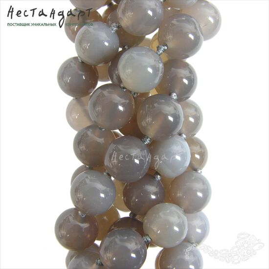 Халцедон натуральный Gray Mist 10 мм (уп. 10 шт.)