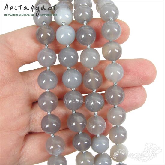 Халцедон натуральный Gray Mist 10 мм (уп. 10 шт.), изображение 2