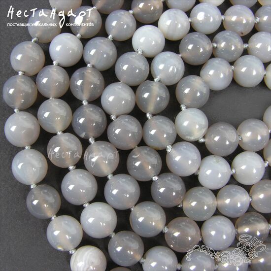 Халцедон натуральный Gray Mist 10 мм (уп. 10 шт.), изображение 3