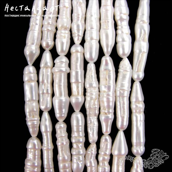 Жемчуг натуральный Baroque Biwa белый 26-34 мм, изображение 2