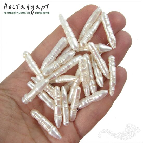 Жемчуг натуральный Baroque Biwa белый 26-34 мм, изображение 3