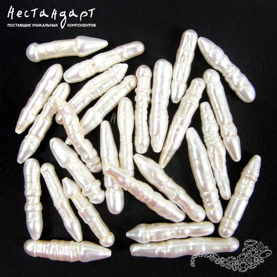 Жемчуг натуральный Baroque Biwa белый 26-34 мм, изображение 4