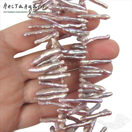 Жемчуг натуральный Biwa розовый 18-27 мм, изображение 2