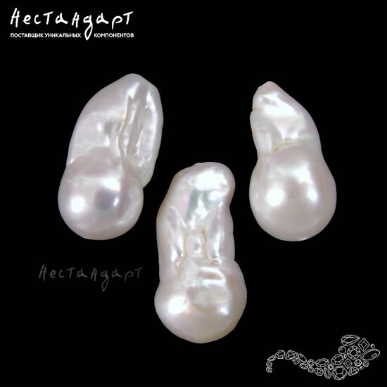 Жемчуг натуральный Baroque iridescent White 23-26 мм