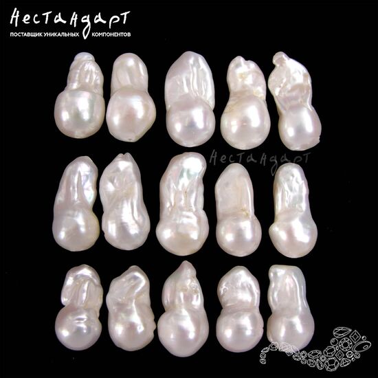 Жемчуг натуральный Baroque iridescent White 23-26 мм, изображение 2