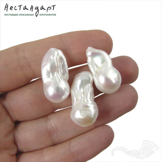 Жемчуг натуральный Baroque iridescent White 23-26 мм, изображение 3