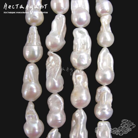 Жемчуг натуральный Baroque iridescent White 23-26 мм, изображение 4