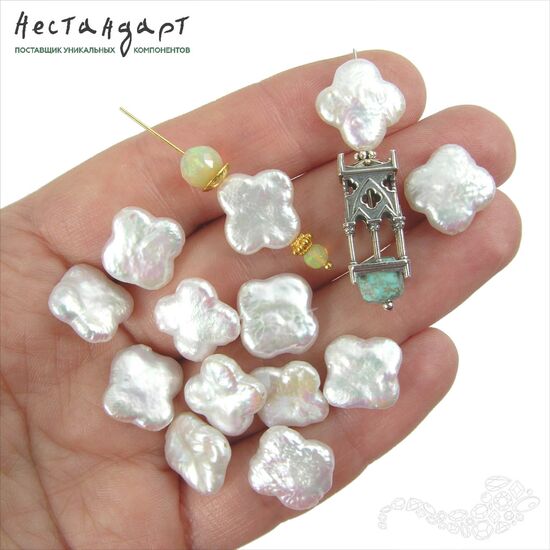 Жемчуг натуральный Baroque Clover White 13-14 мм, изображение 5