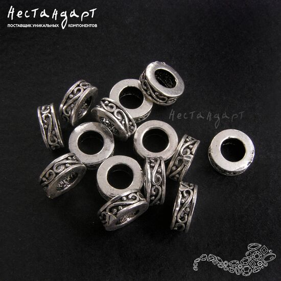 Бусина-спейсер Flat Sterling Silver 8х3 мм, изображение 2