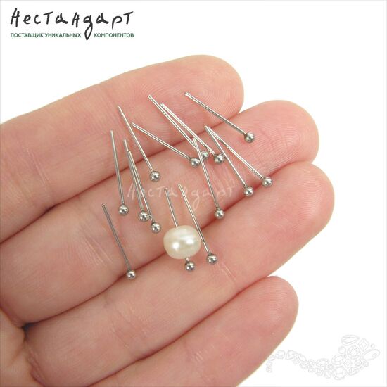 Пин с шариком Stainless Steel (10 шт.) (40x0,6 мм), Размер: 40x0,6 мм, изображение 2