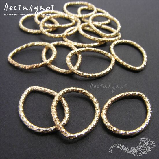Кольцо текстурированное разъемное Drop (14х18 мм) (10 шт.) (Gold), Цвет: Gold, изображение 3