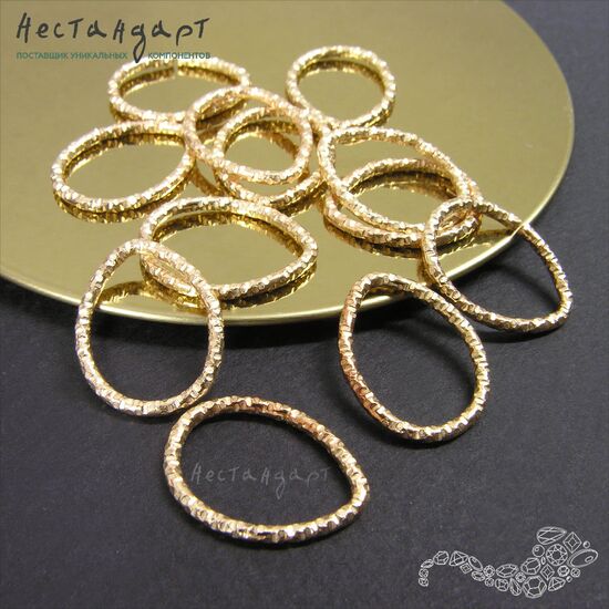 Кольцо текстурированное разъемное Drop (14х18 мм) (10 шт.) (Gold), Цвет: Gold, изображение 4