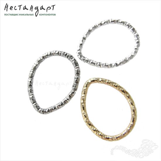 Кольцо текстурированное разъемное Drop (14х18 мм) (10 шт.) (Gold), Цвет: Gold, изображение 6