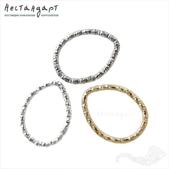 Кольцо текстурированное разъемное Drop (14х18 мм) (10 шт.) (Rhodium), Цвет: Rhodium, изображение 4