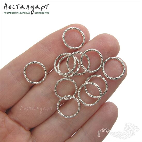 Кольцо текстурированное разъемное Steel Rhodium Tone (10 шт.) (12 мм), Размер: 12 мм, изображение 2