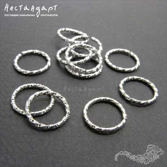 Кольцо текстурированное разъемное Steel Rhodium Tone (10 шт.) (12 мм), Размер: 12 мм, изображение 3