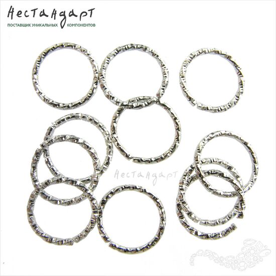 Кольцо текстурированное разъемное Steel Rhodium Tone (10 шт.) (12 мм), Размер: 12 мм, изображение 4