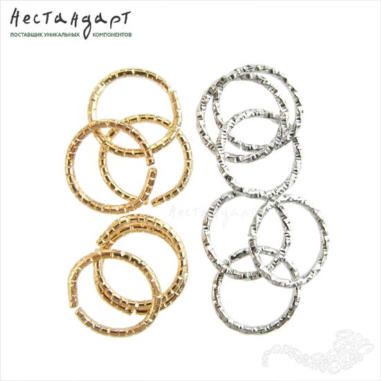 Кольцо текстурированное разъемное Steel Rhodium Tone (10 шт.) (12 мм), Размер: 12 мм, изображение 5