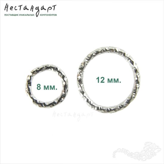 Кольцо текстурированное разъемное Steel Rhodium Tone (10 шт.) (12 мм), Размер: 12 мм, изображение 6