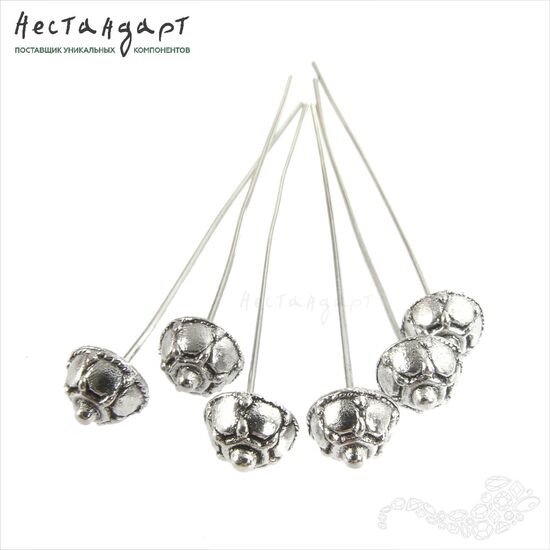 Декоративный пин Bonnet Antique Silver 53х0,7 мм (пара 2 шт) Уценка