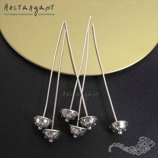 Декоративный пин Bonnet Antique Silver 53х0,7 мм (пара 2 шт) Уценка, изображение 3