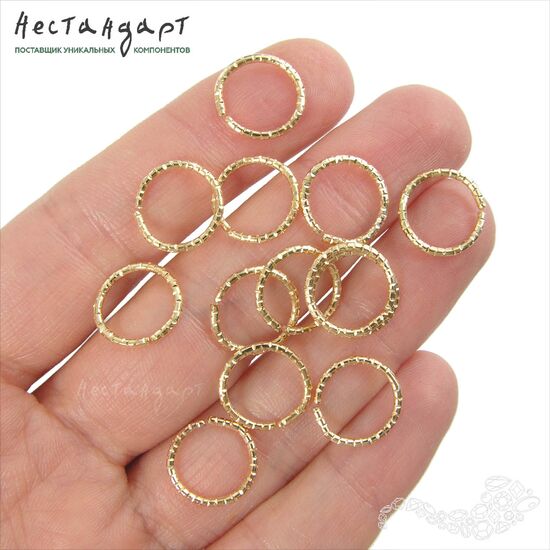 Кольцо текстурированное разъемное Steel Gold Tone (10 шт.) (12 мм), Размер: 12 мм, изображение 2