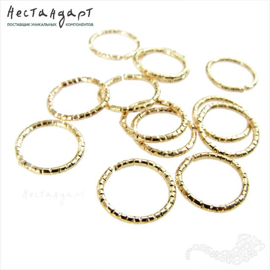 Кольцо текстурированное разъемное Steel Gold Tone (10 шт.) (12 мм), Размер: 12 мм, изображение 3