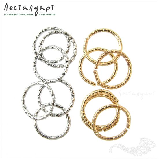 Кольцо текстурированное разъемное Steel Gold Tone (10 шт.) (12 мм), Размер: 12 мм, изображение 4