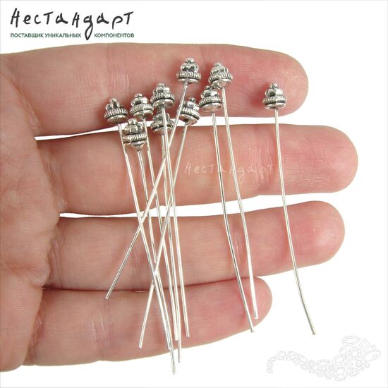 Декоративный пин Pottle Antique Silver 55х0,7 мм (пара 2 шт) Уценка, изображение 2