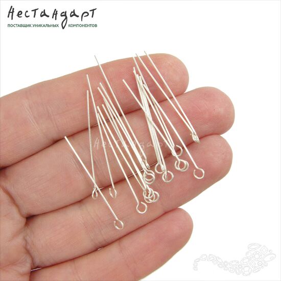 Пин с петлей Sterling Silver 30х0,5 мм (уп. 10 шт.), изображение 2