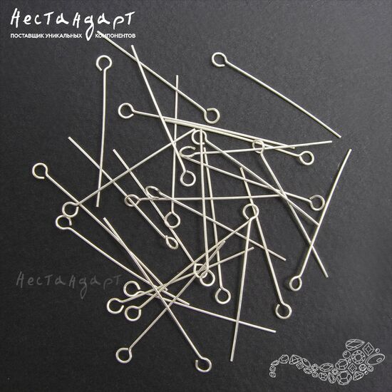 Пин с петлей Sterling Silver 30х0,5 мм (уп. 10 шт.), изображение 3