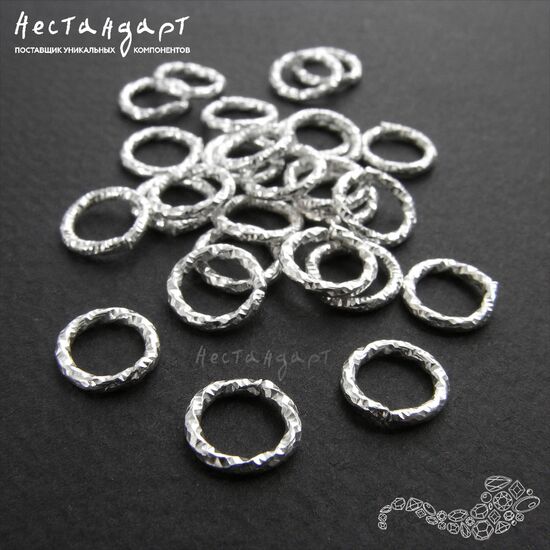 Кольцо текстурированное разъемное Steel Silver Tone (8х1,2 мм) (10 шт.)