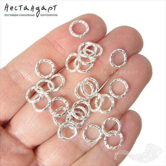 Кольцо текстурированное разъемное Steel Silver Tone (8х1,2 мм) (10 шт.), изображение 2