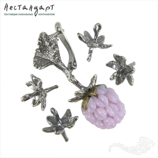Концевик со штифтом Raspberry Branch Silver Plated 14х12 мм