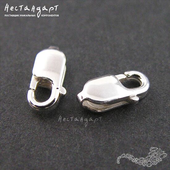 Замок-лобстер Sterling Silver (8x3 мм), Размер: 8x3 мм, изображение 2