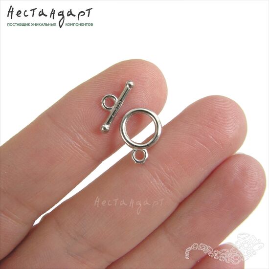Замок-тогл Neat Sterling Silver Rhodium Plated 9 мм, изображение 2